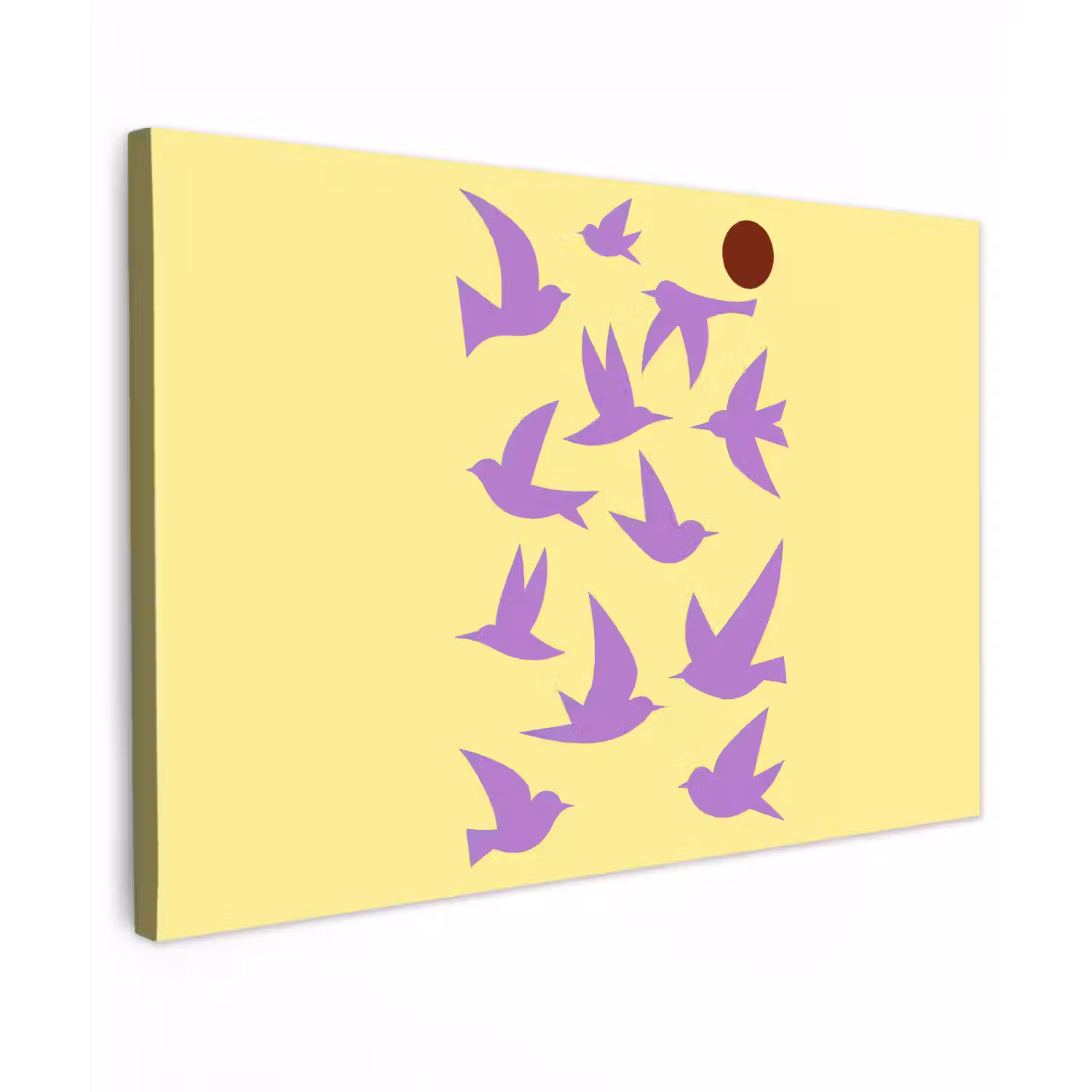 Vogels - Cirkel - Geel - Beweging canvas 2cm klein -z3d