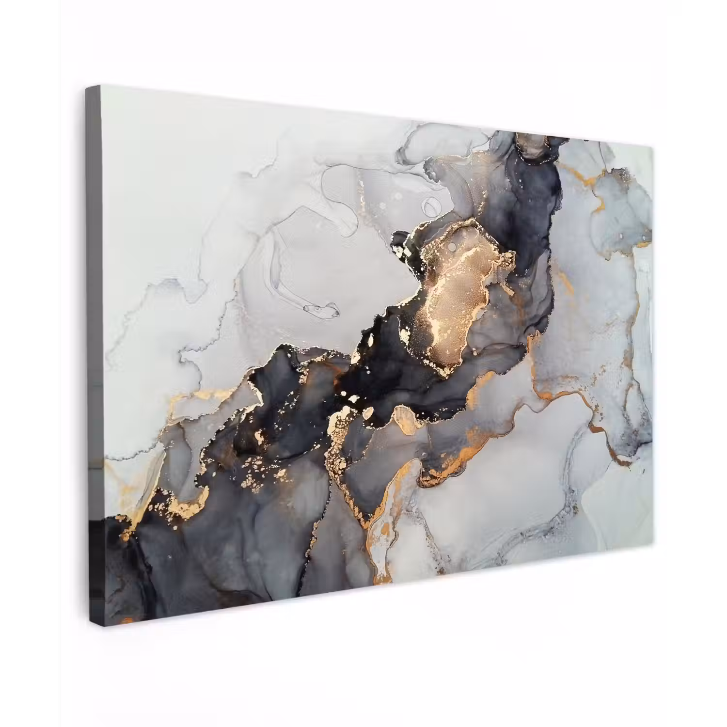 Zwart - Marmer - Luxe - Goud canvas 2cm klein -z3d