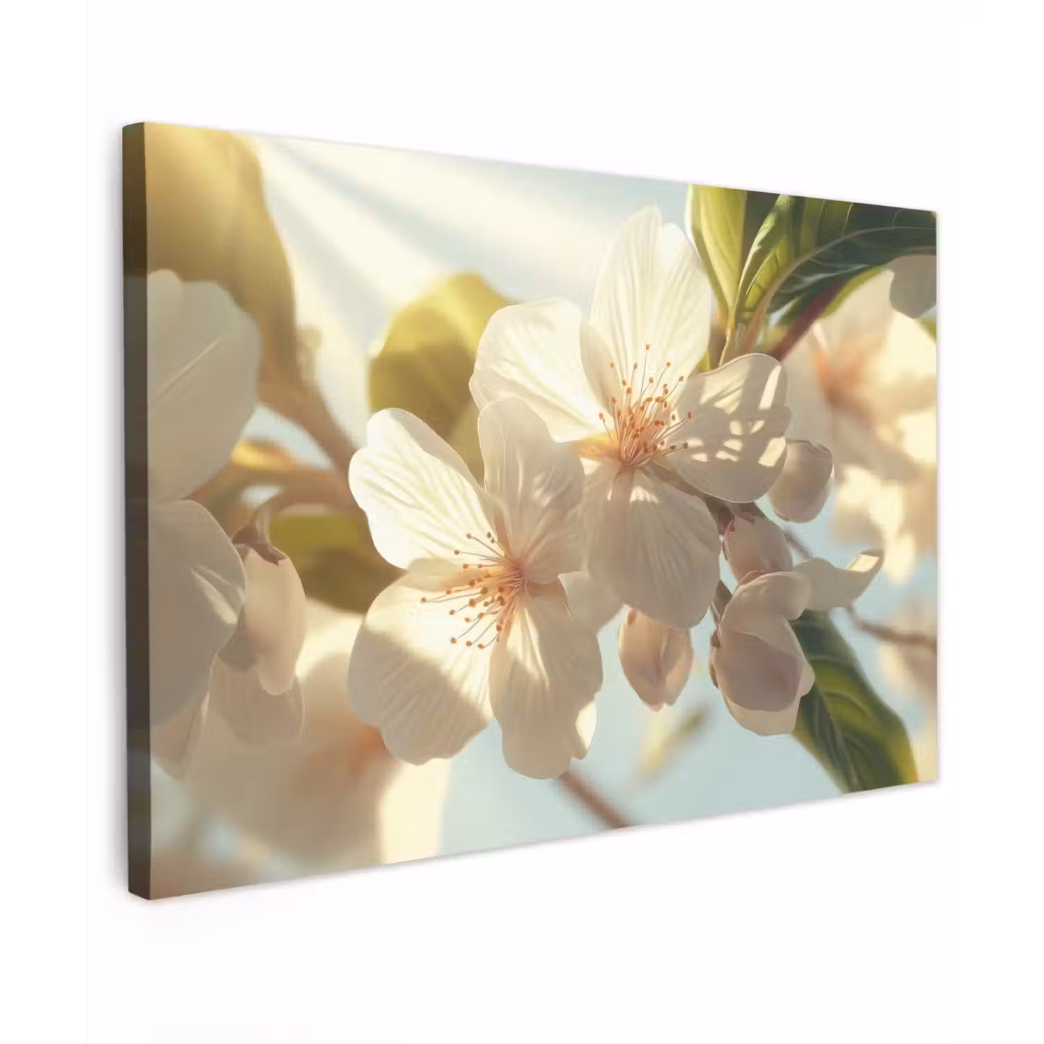 Bloesems - Wit - Zonnestralen - Bloemblaadjes canvas 2cm klein -z3d