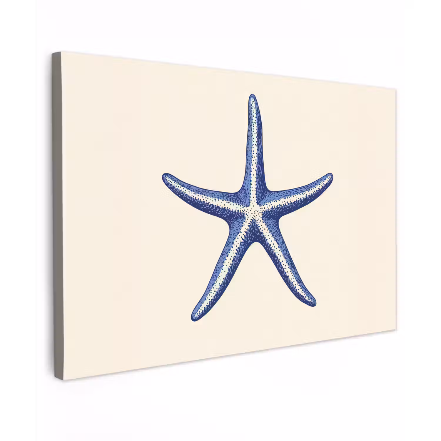 Blauwe zeester - Minimalistisch - Beige canvas 2cm klein -z3d