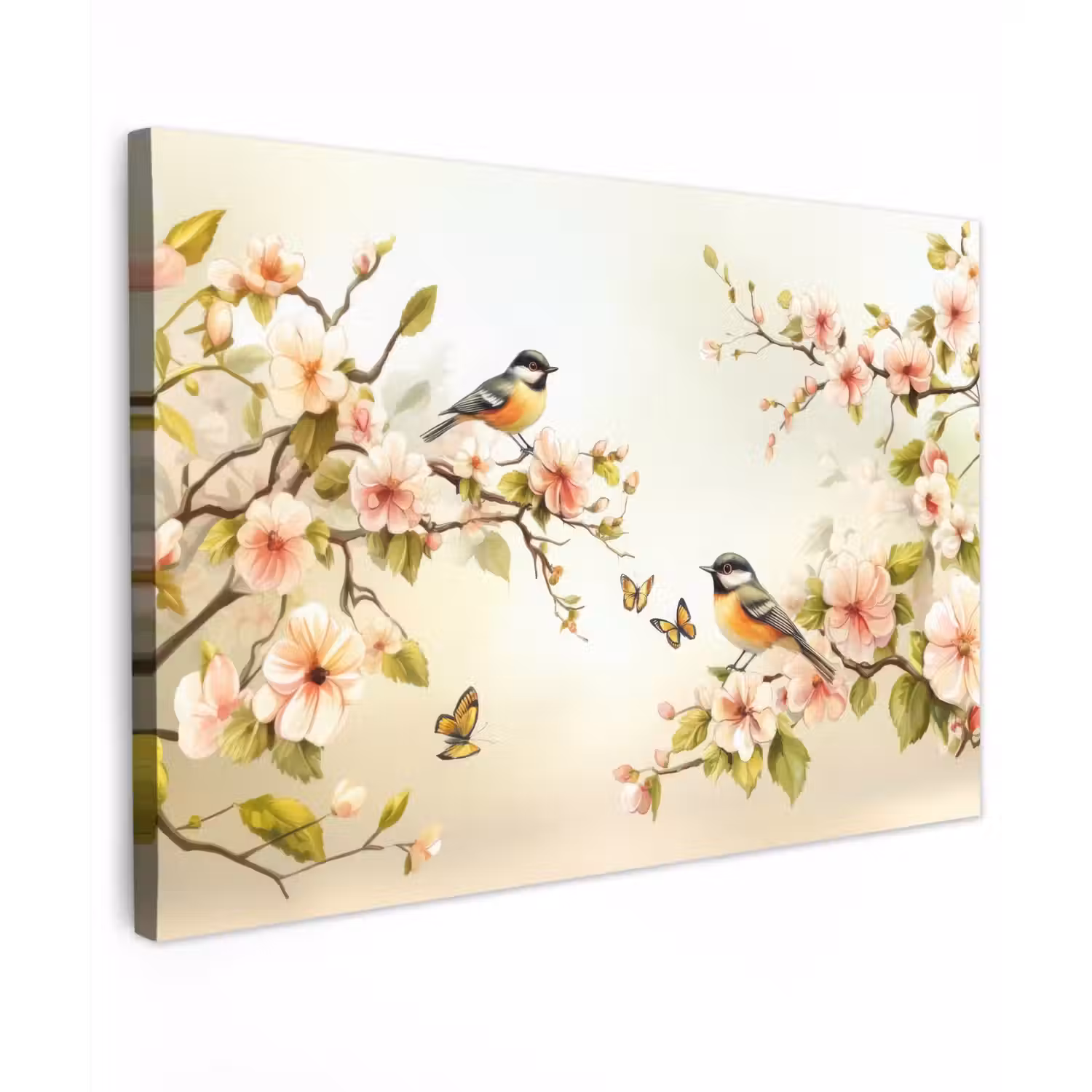 Takken - Bloemen - Vogeltjes - Roze canvas 2cm klein -z3d