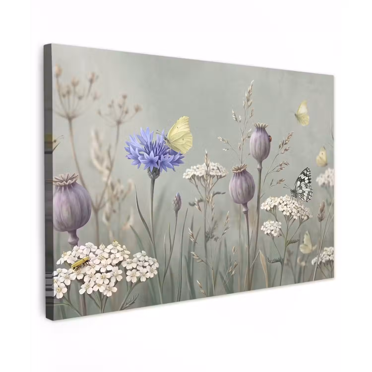 Vlinders - Wildbloemen - Illustratie - Kleurrijk canvas 2cm klein -z3d