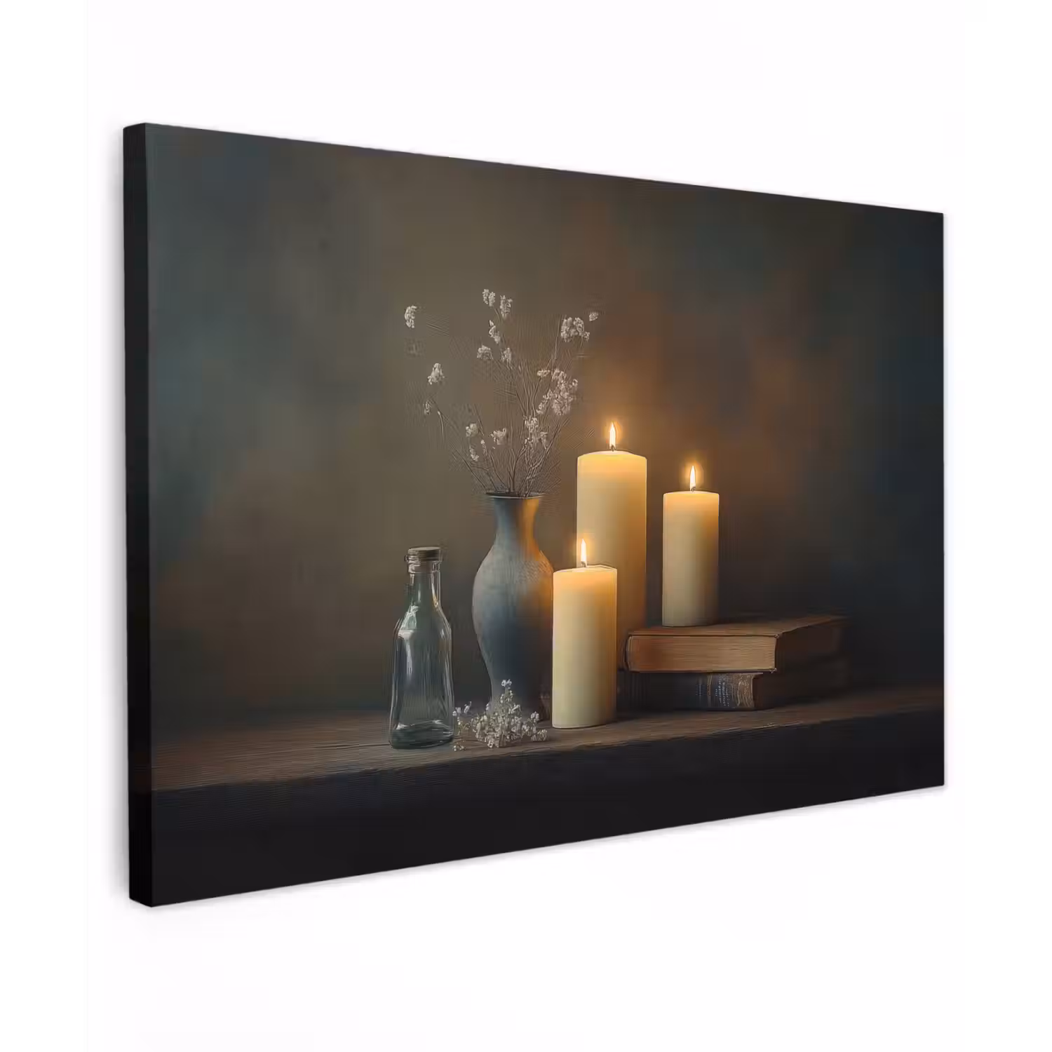 Kaarsen - Stilleven - Rustiek - Boeken canvas 2cm klein -z3d