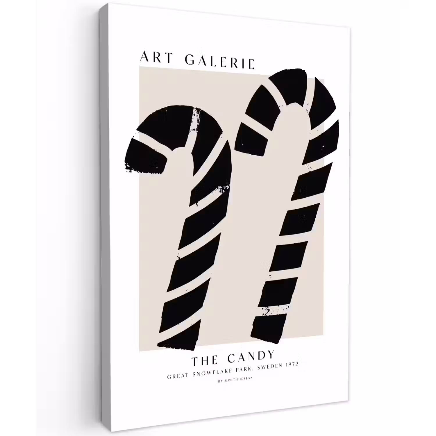Zuurstokken - Kerst - Snoepgoed - Zwart - Feestdagen canvas 2cm klein -z3d