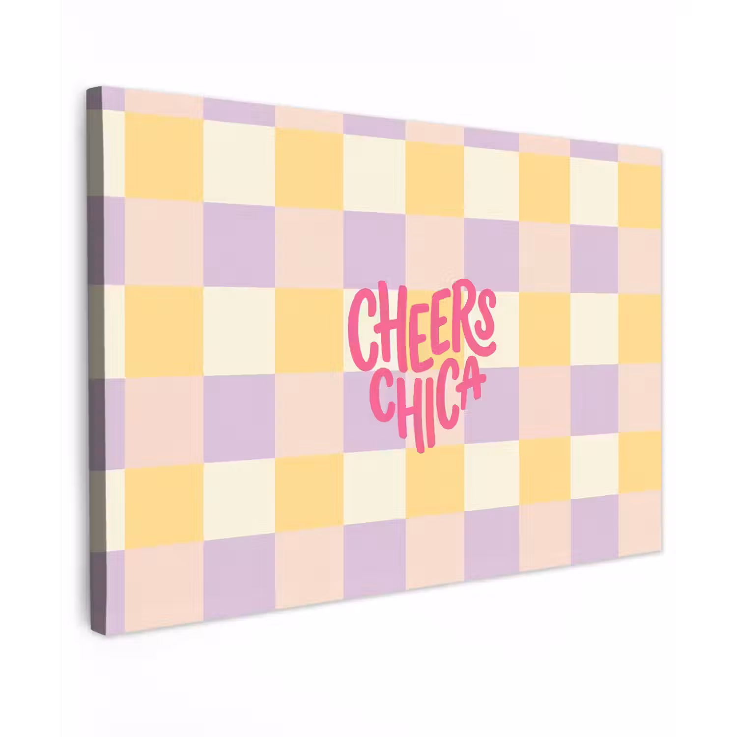 Cheers Chica - Ruitjes - Lila - Geel canvas 2cm klein -z3d