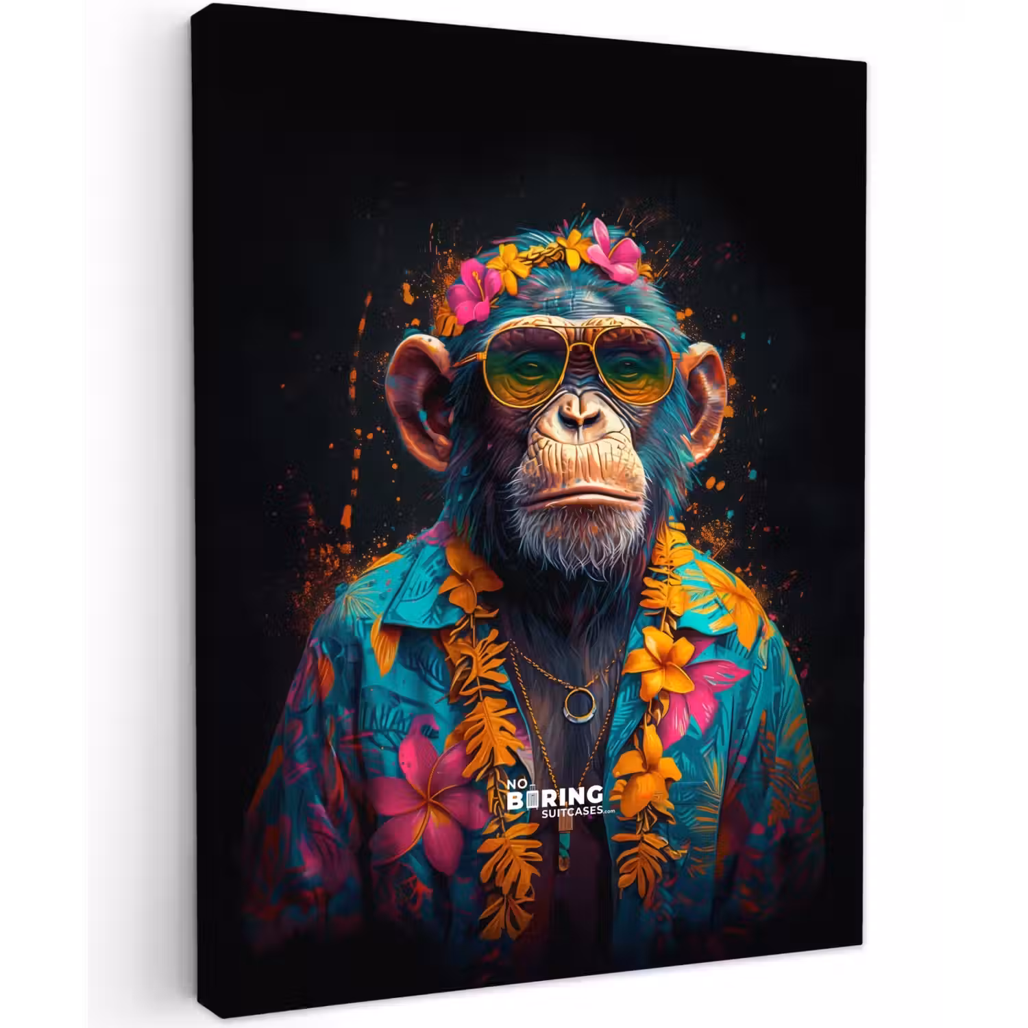 Chimpansee met Hawaii blouse canvas 2cm klein -z3d