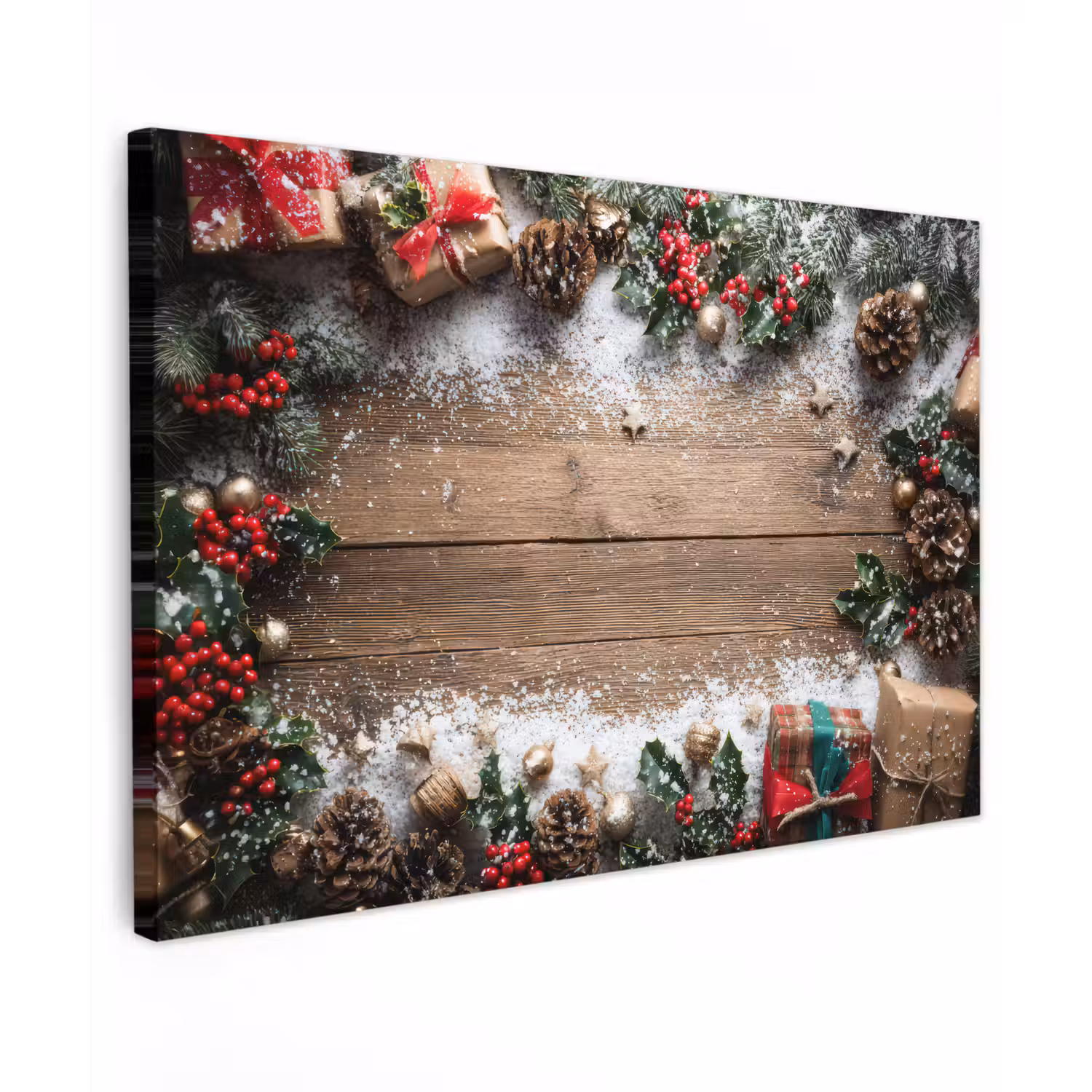 Kerstdecoratie - Geschenken - Hout - Veelkleurig canvas 2cm klein -z3d