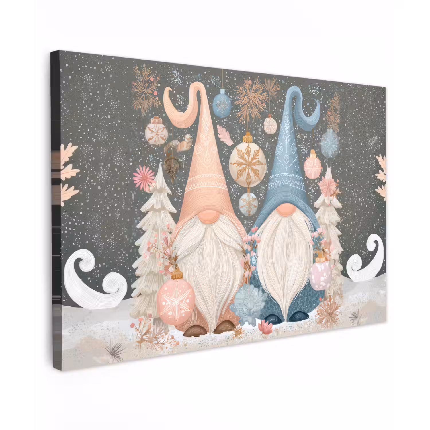 Kerst - Gnomen - Pastel canvas 2cm klein -z3d