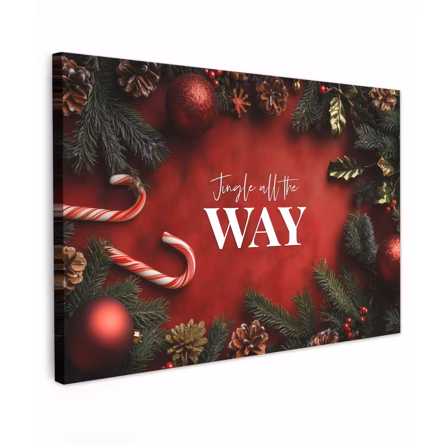 Kerst - Quote - Rood - Kerstballen canvas 2cm klein -z3d