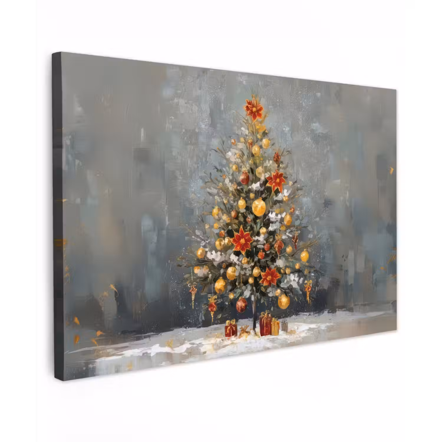 Kerstboom - Cadeaus - Rood - Goud canvas 2cm klein -z3d