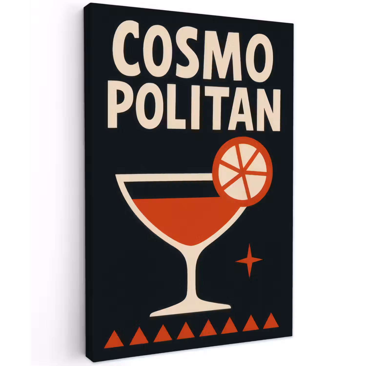 Cocktail - Zwart - Illustratie canvas 2cm klein -z3d