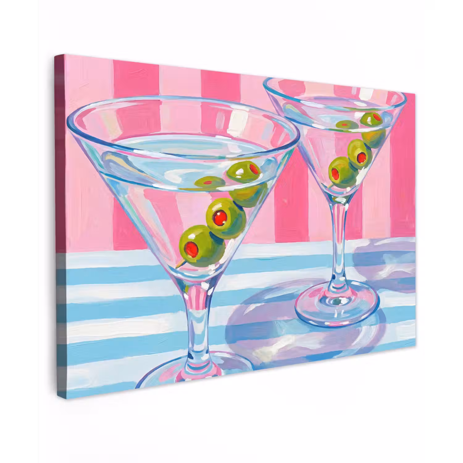 Cocktail - Olijven - Kunst - Modern - Roze canvas 2cm klein -z3d
