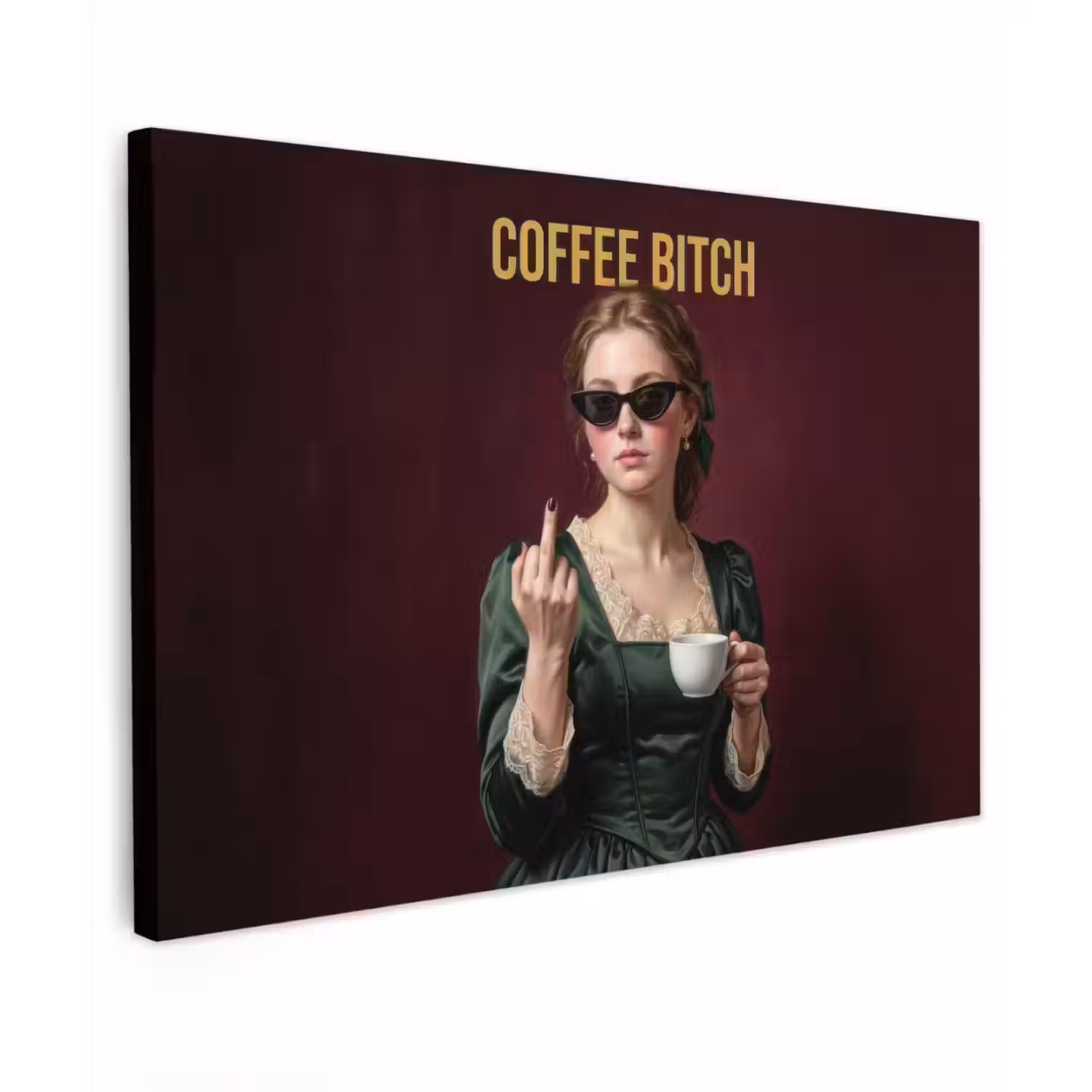 Koffie - Vrouw - Middelvinger canvas 2cm klein -z3d