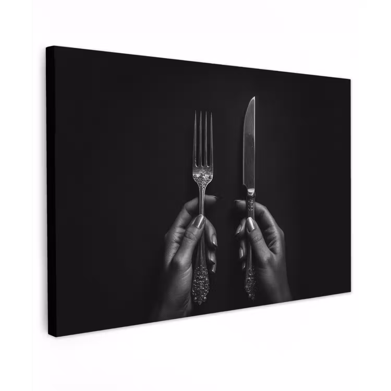 Bestek - Zwart - Wit canvas 2cm klein -z3d