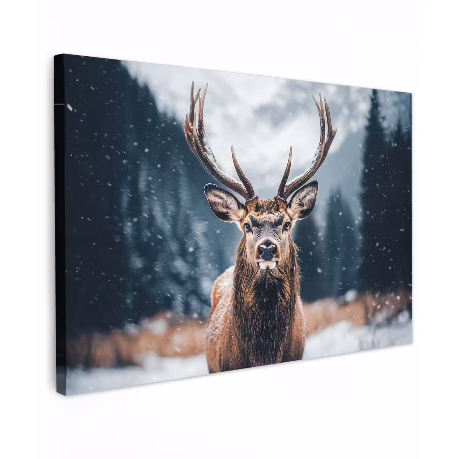 Hert - Dieren - Landschap - Winter - Sneeuw canvas 2cm klein -z3d