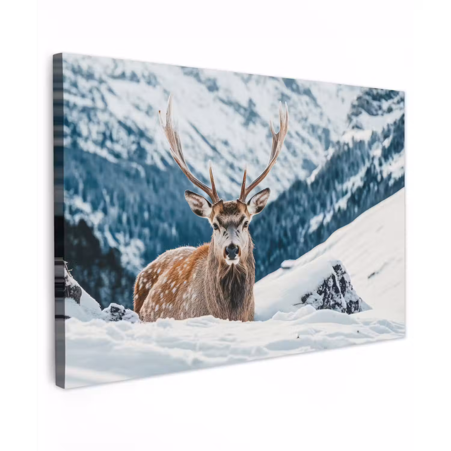 Hert - Landschap - Winter - Natuur - Dieren - Bergen canvas 2cm klein -z3d