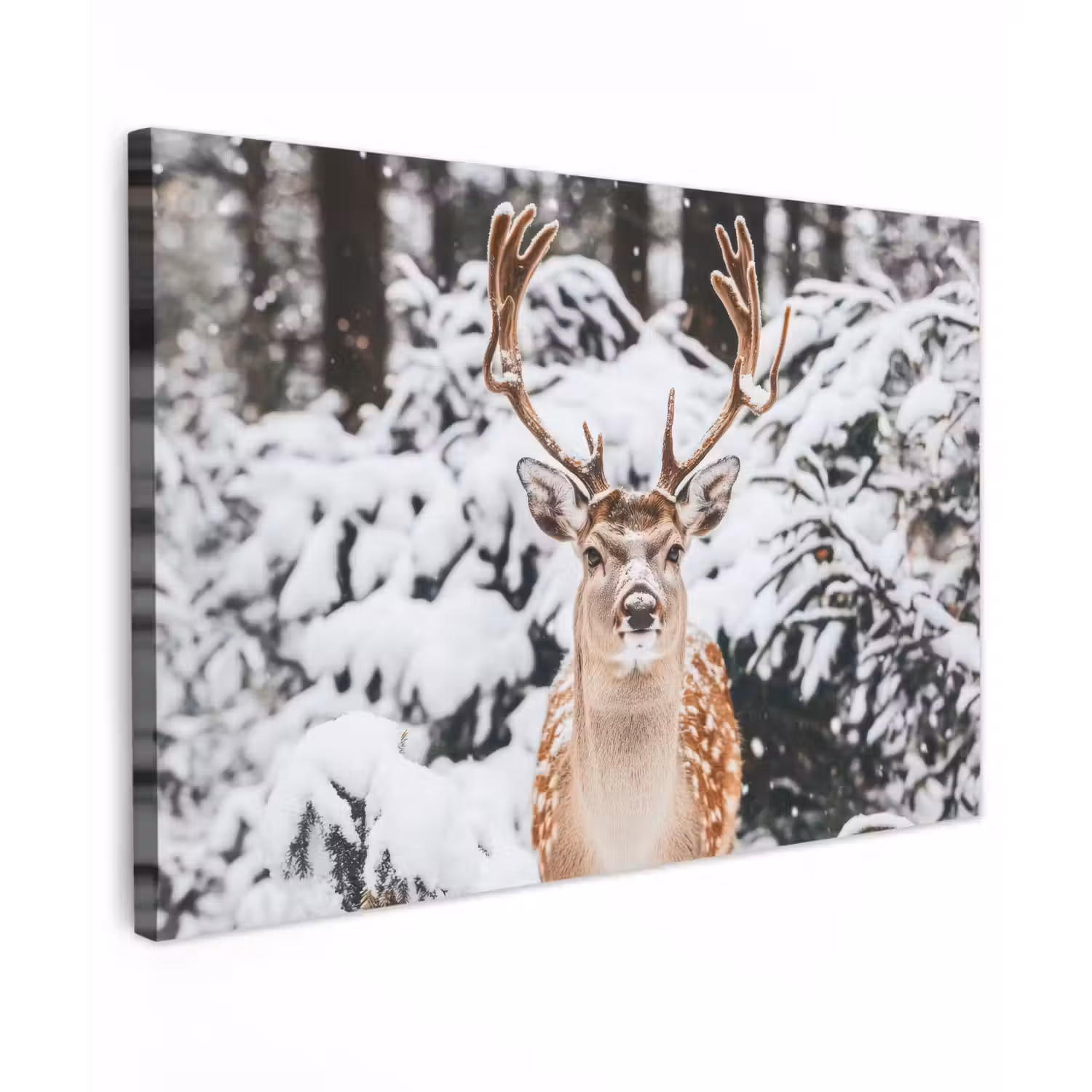 Hert - Sneeuw - Winter - Bos - Dieren canvas 2cm klein -z3d