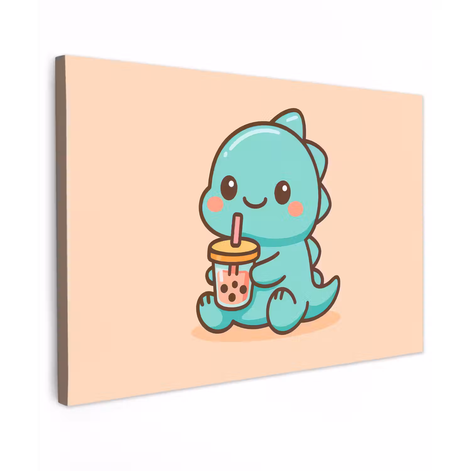 Dino - Boba - kawaii - Oranje canvas 2cm klein -z3d