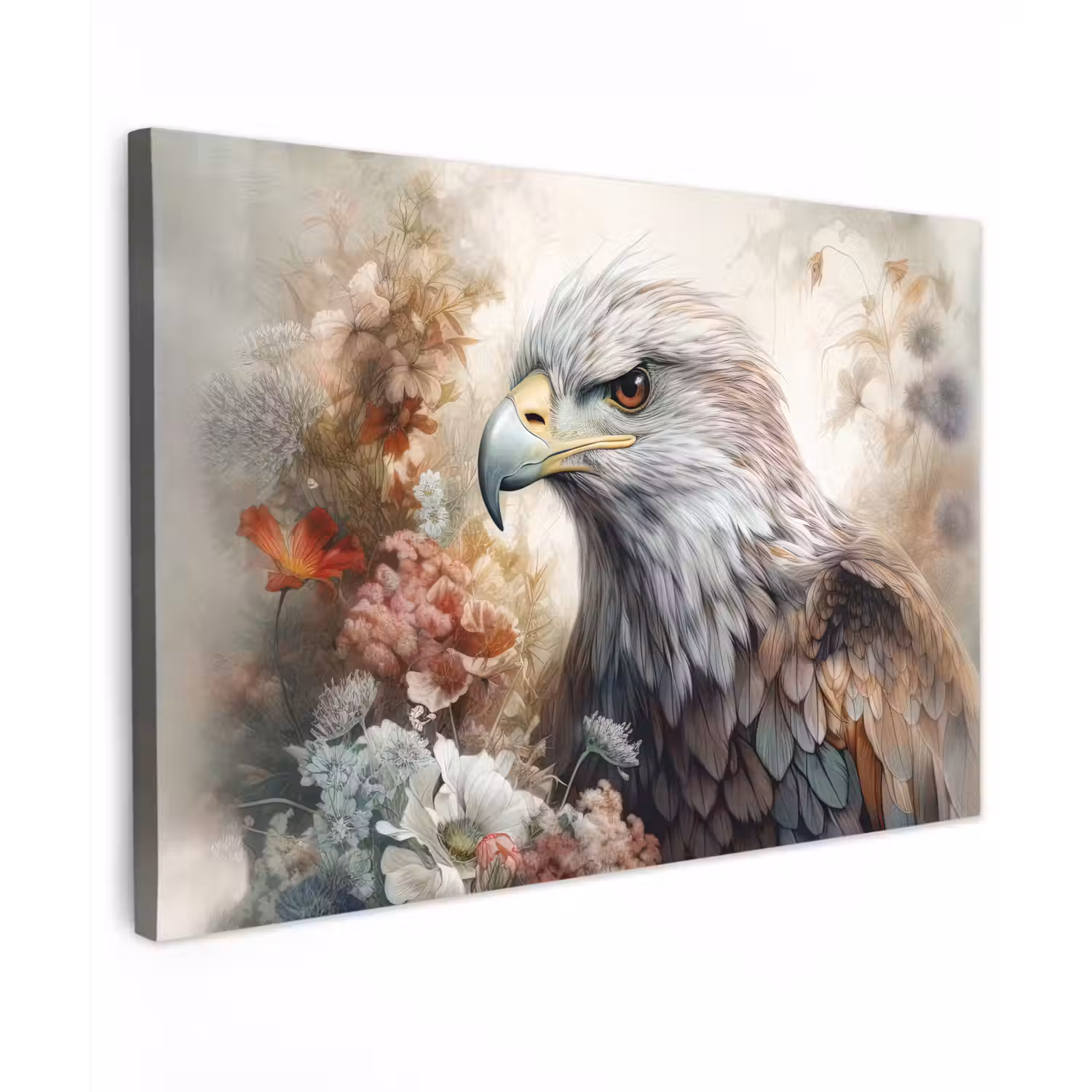 Arend - Adelaar - Vogel - Bloemen - Natuur canvas 2cm klein -z3d