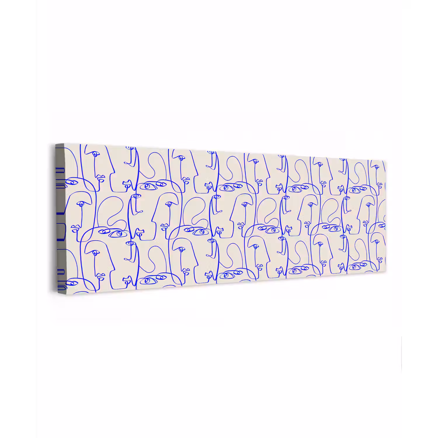 Gezicht - Blauw - Lijnen - Beige canvas 2cm klein 828 -z3d