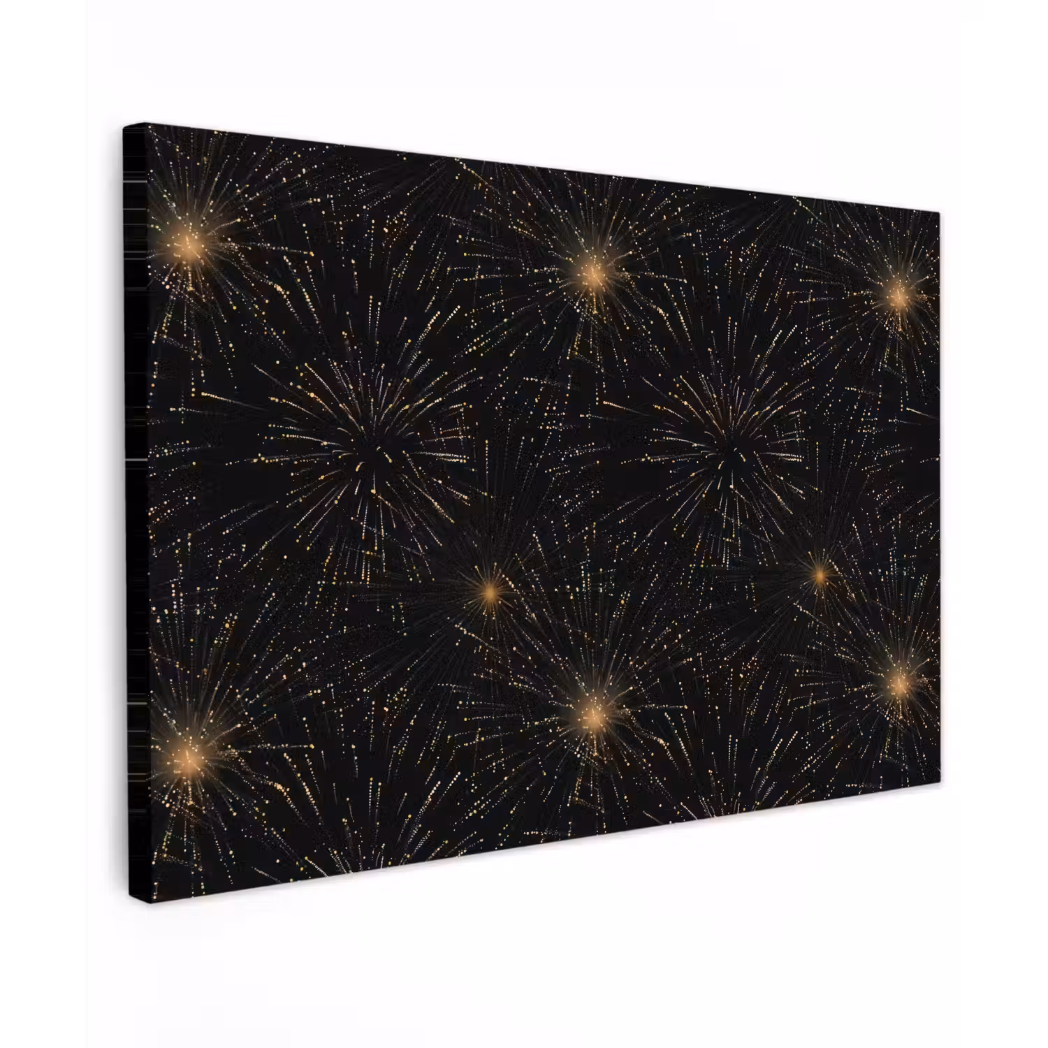 Vuurwerk - Patroon - Feestelijk - Goud - Zwart canvas 2cm klein 34 -z3d