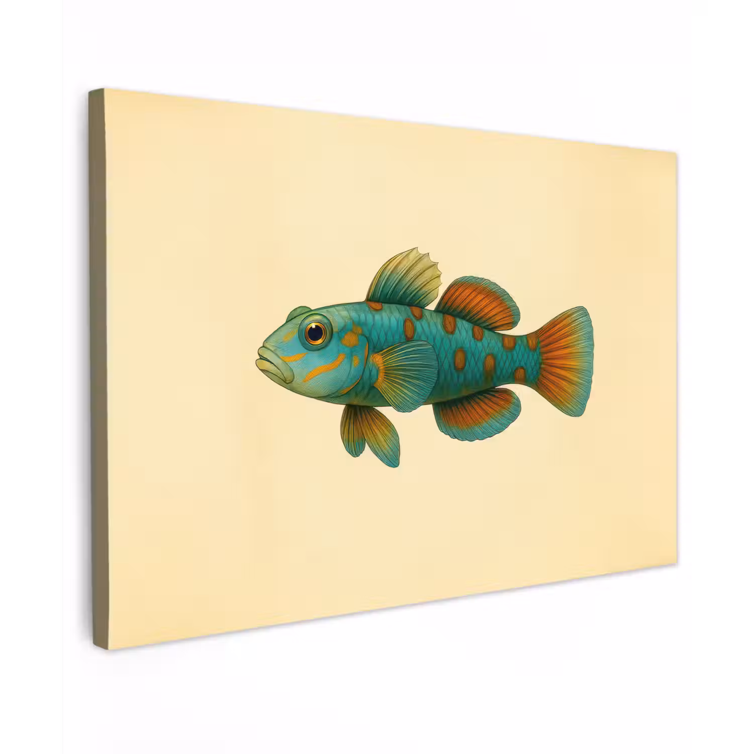 Vis - Blauw - Stippen - Schubben canvas 2cm klein -z3d