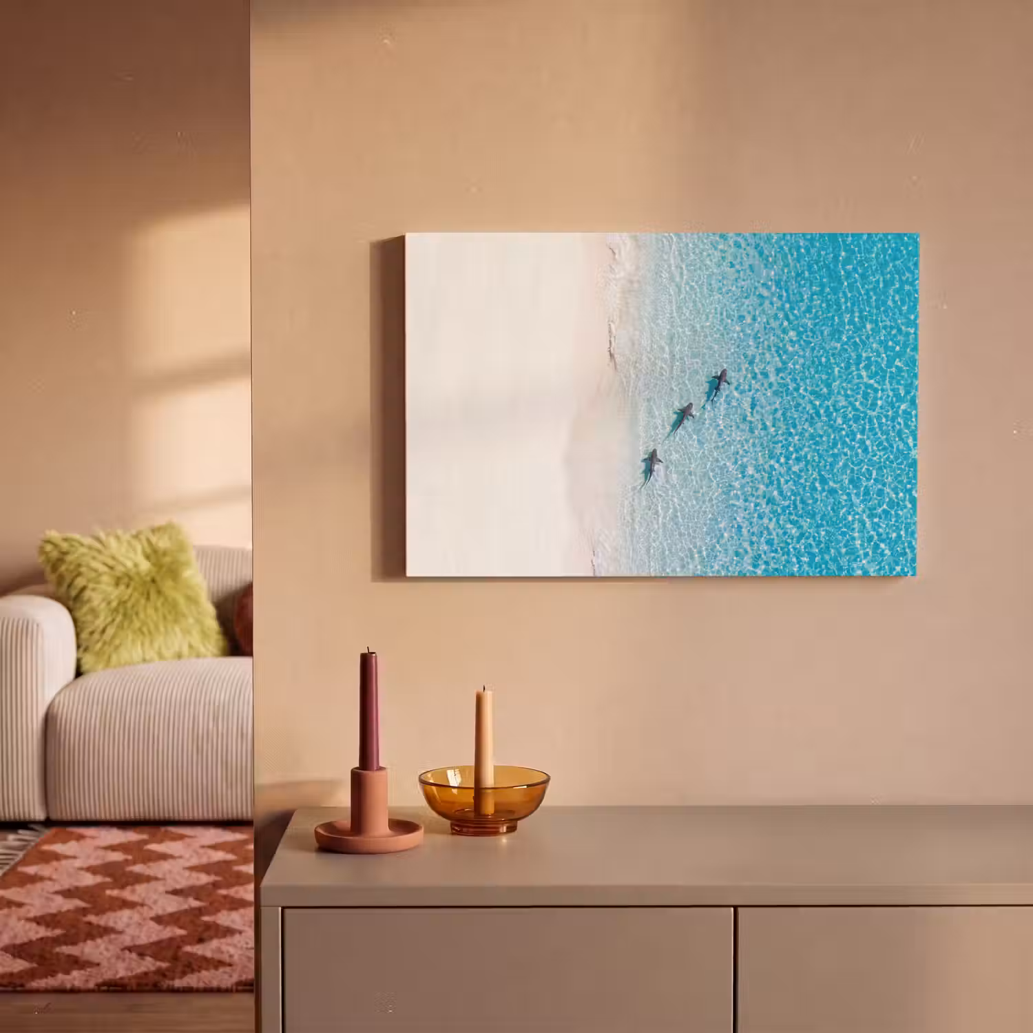 Vis - Oceaan - Strand - Turquoise - Natuur canvas 2cm klein -sfeer1