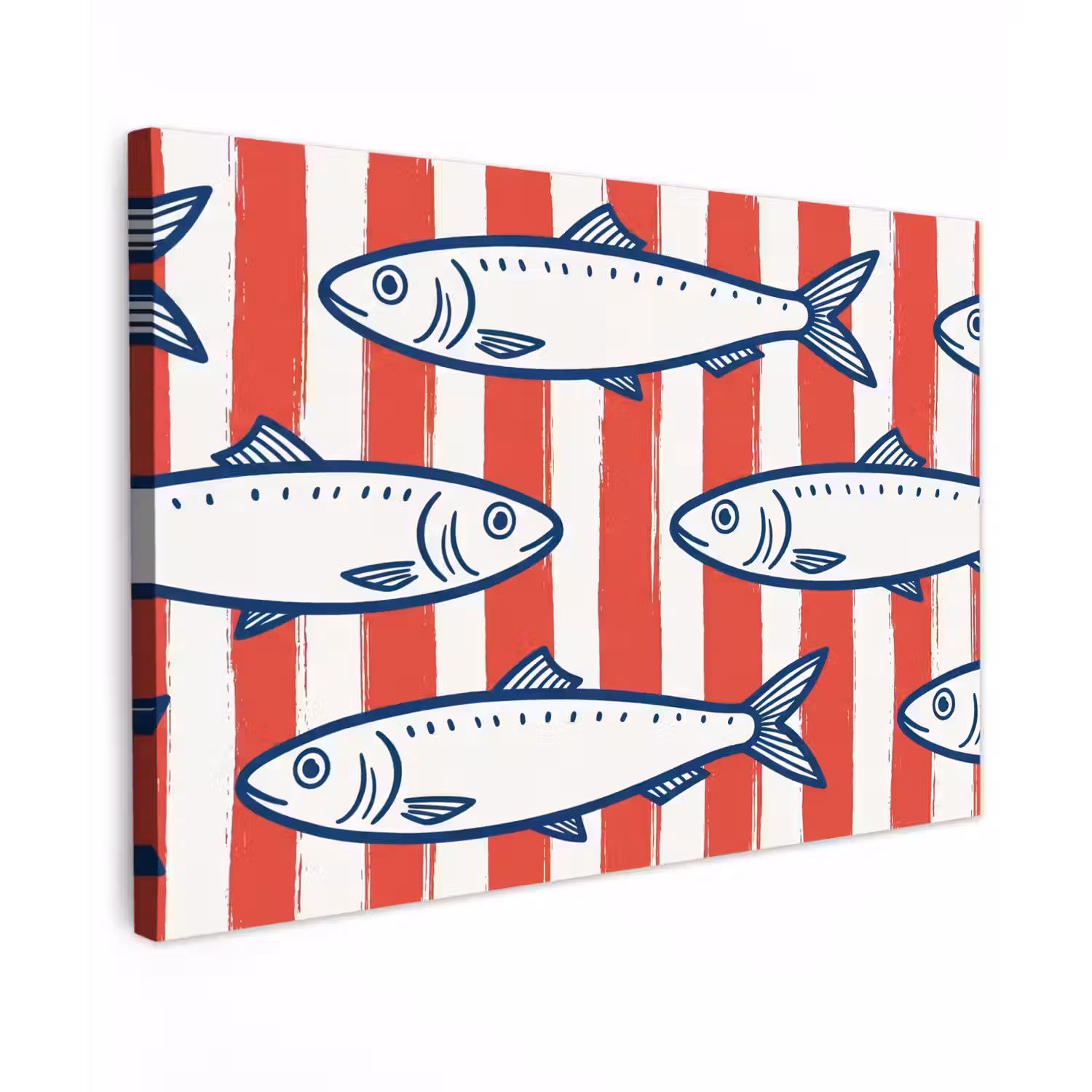 Vis - Patroon - Strepen - Illustratie - Rood canvas 2cm klein -z3d