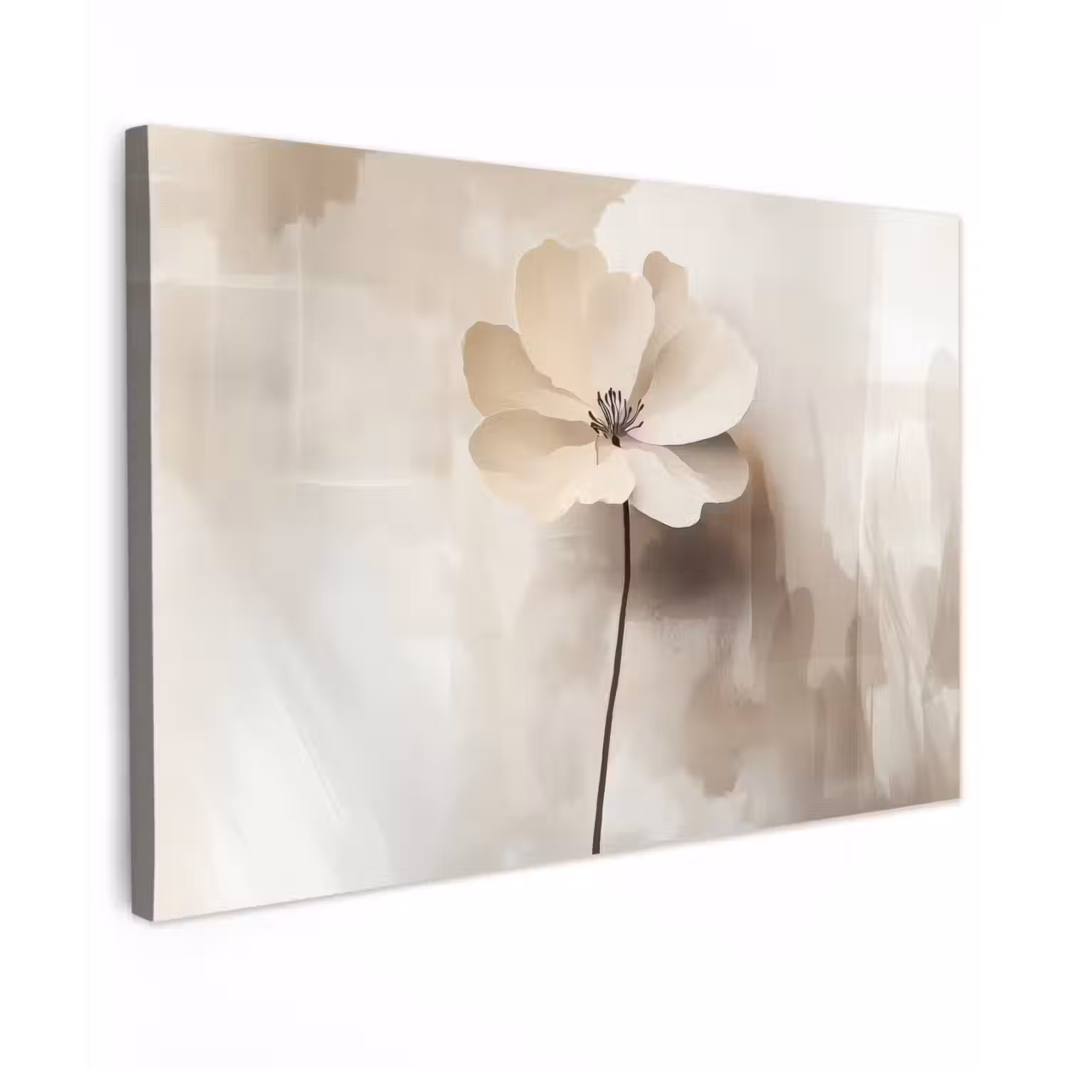 Bloem - Beige - Verf - Schaduw canvas 2cm klein -z3d