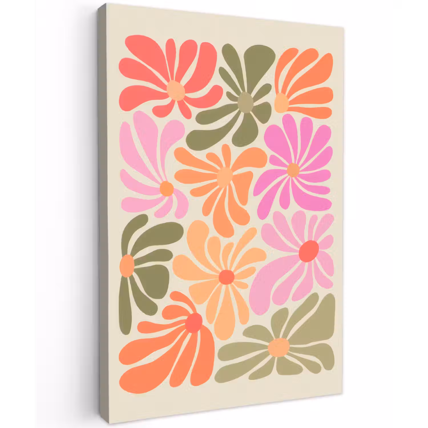 Bloemvormen - Retro - Kleurrijk canvas 2cm klein -z3d