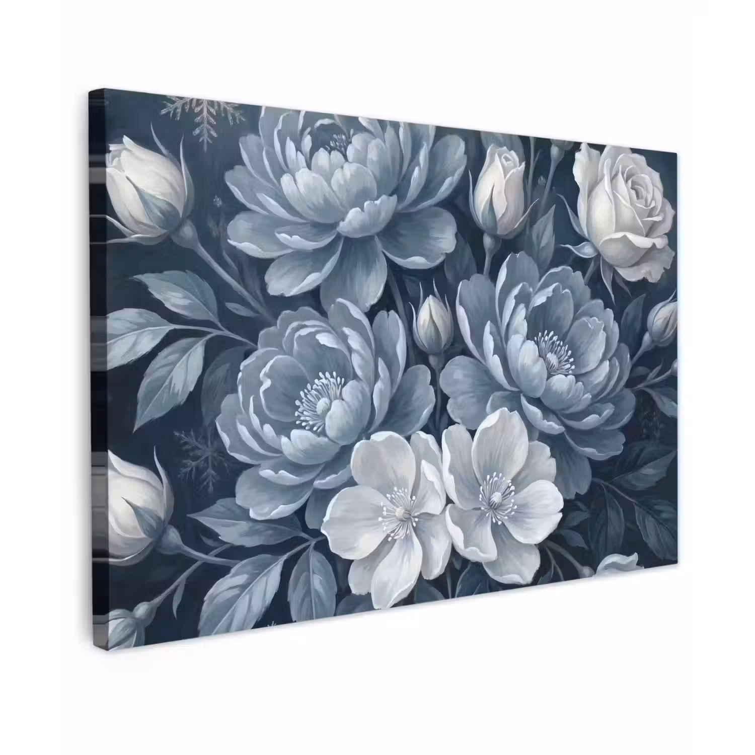 Bloemen - Boeket - Winter - Abstract - Blauw canvas 2cm klein -z3d
