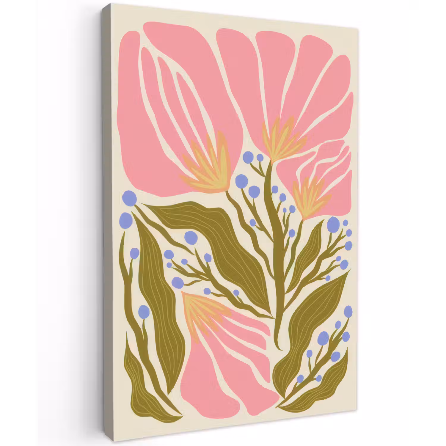 Bloemen - Bladeren - Abstract - Roze canvas 2cm klein -z3d