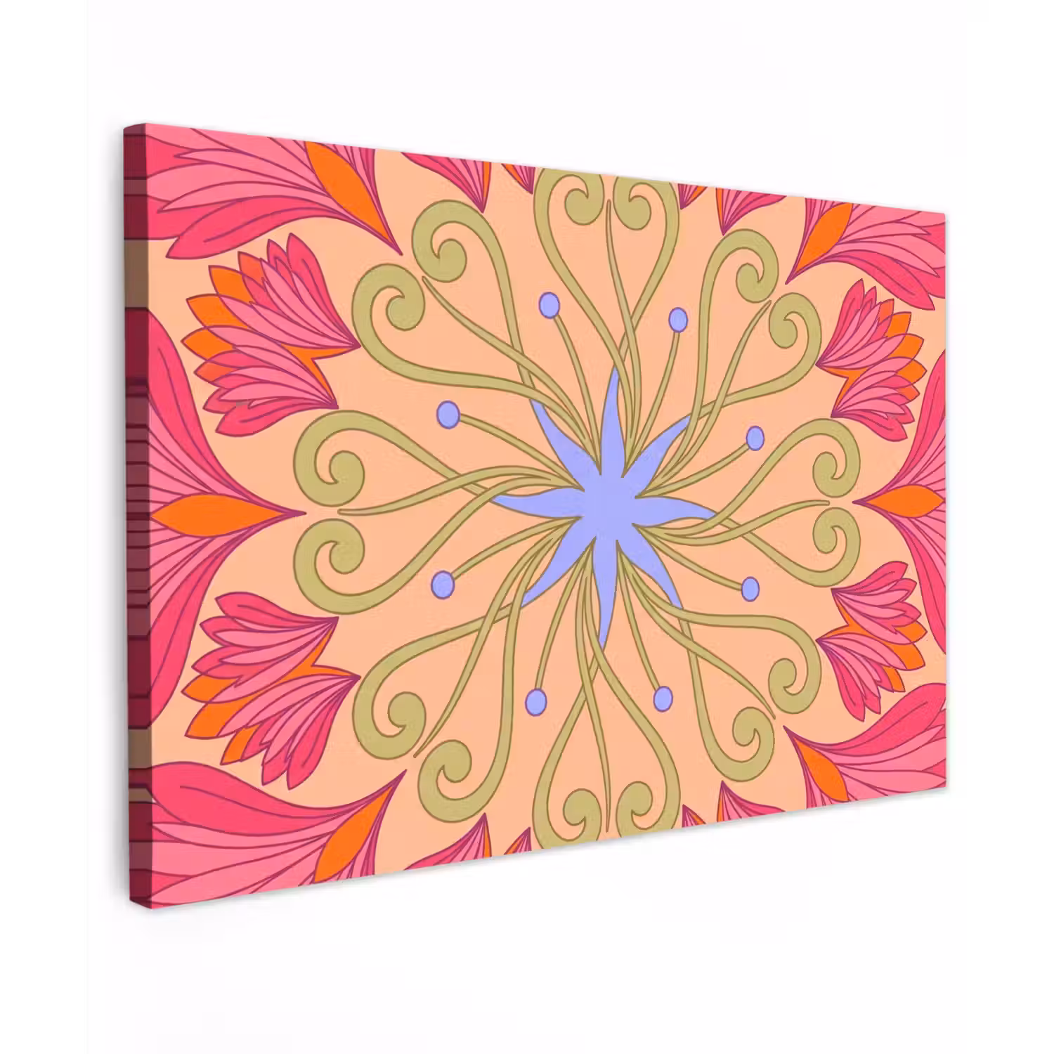 Bloemen - Patroon - Abstract - Roze - Decoratief canvas 2cm klein -z3d