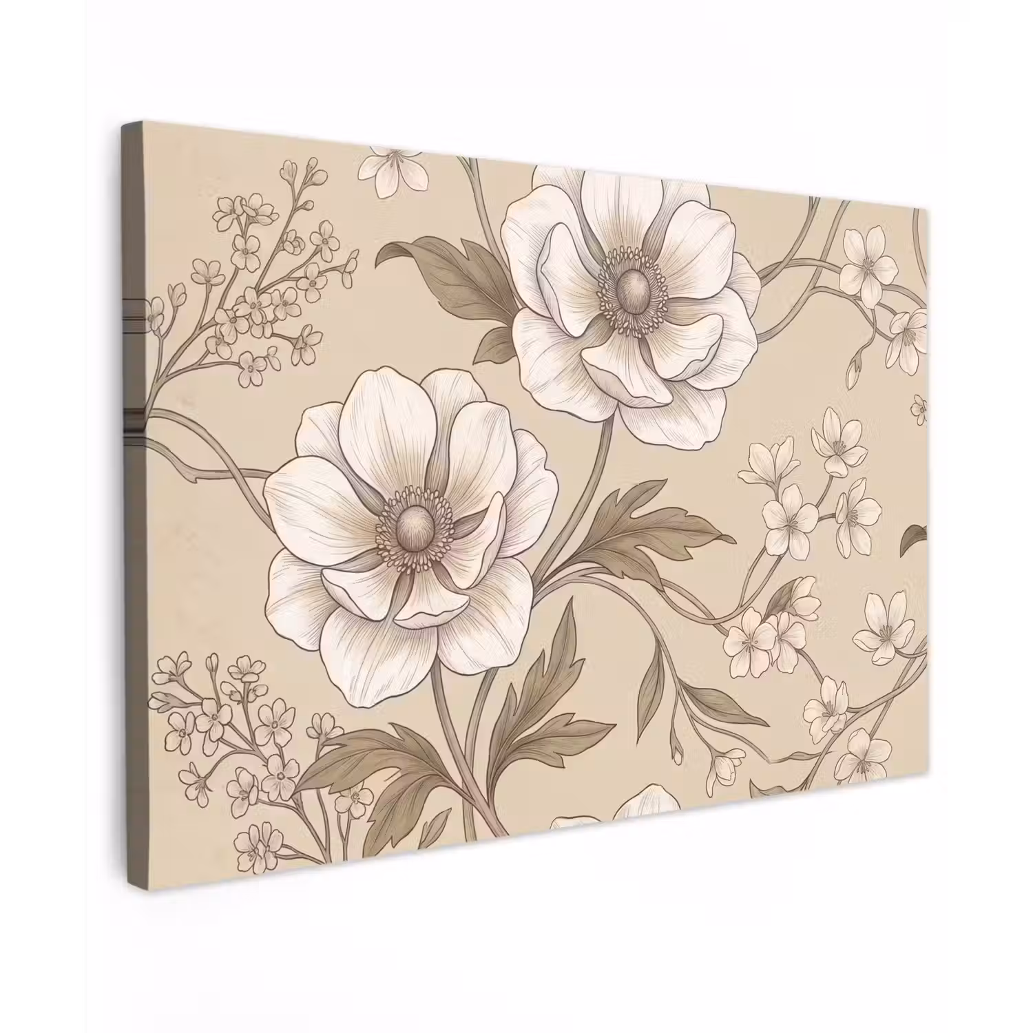 Bloemen - Patroon - Beige canvas 2cm klein -z3d