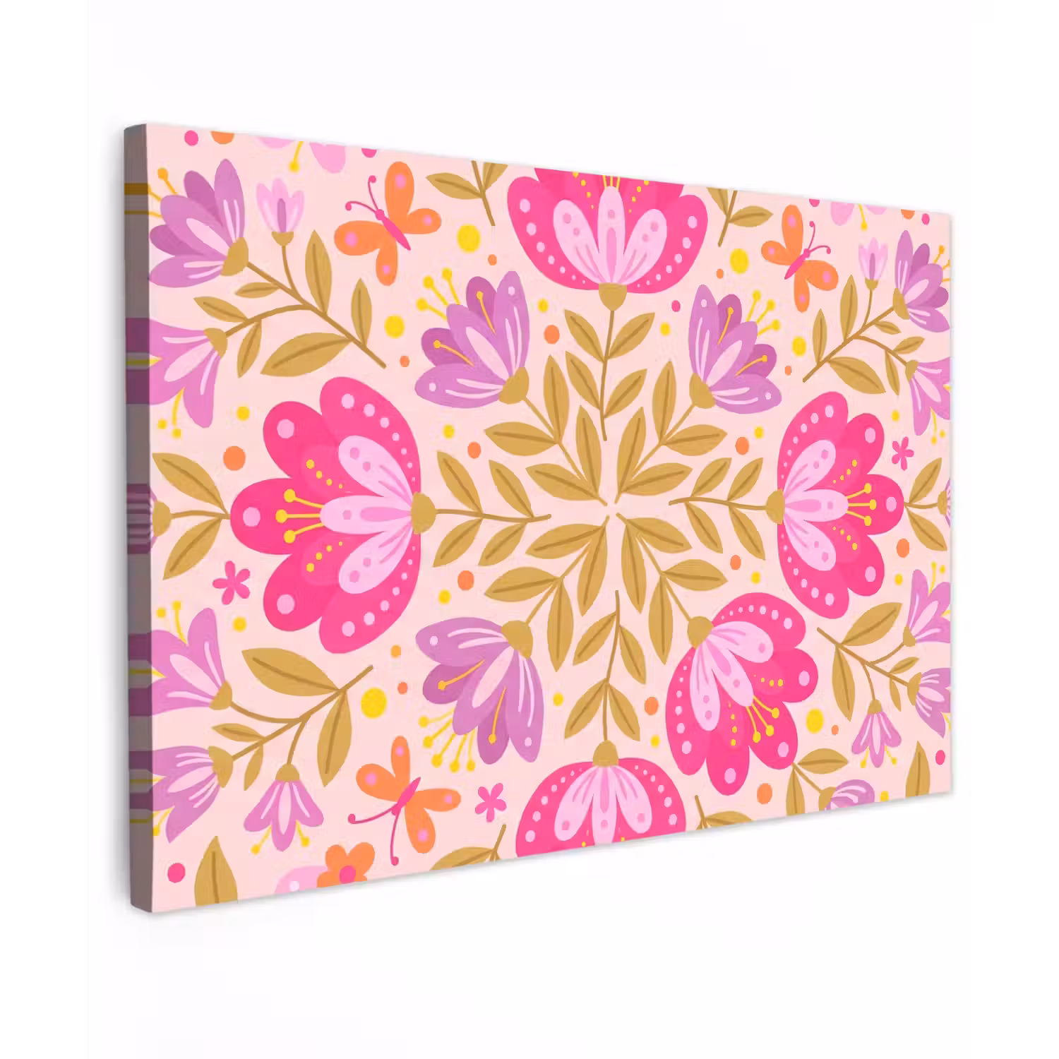 Bloemen - Patroon - Natuur - Abstract - Roze canvas 2cm klein -z3d