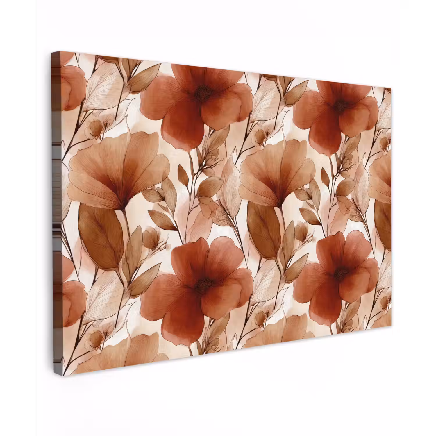 Bloemen - Aquarel - Botanisch - Terracotta canvas 2cm klein 34 -z3d