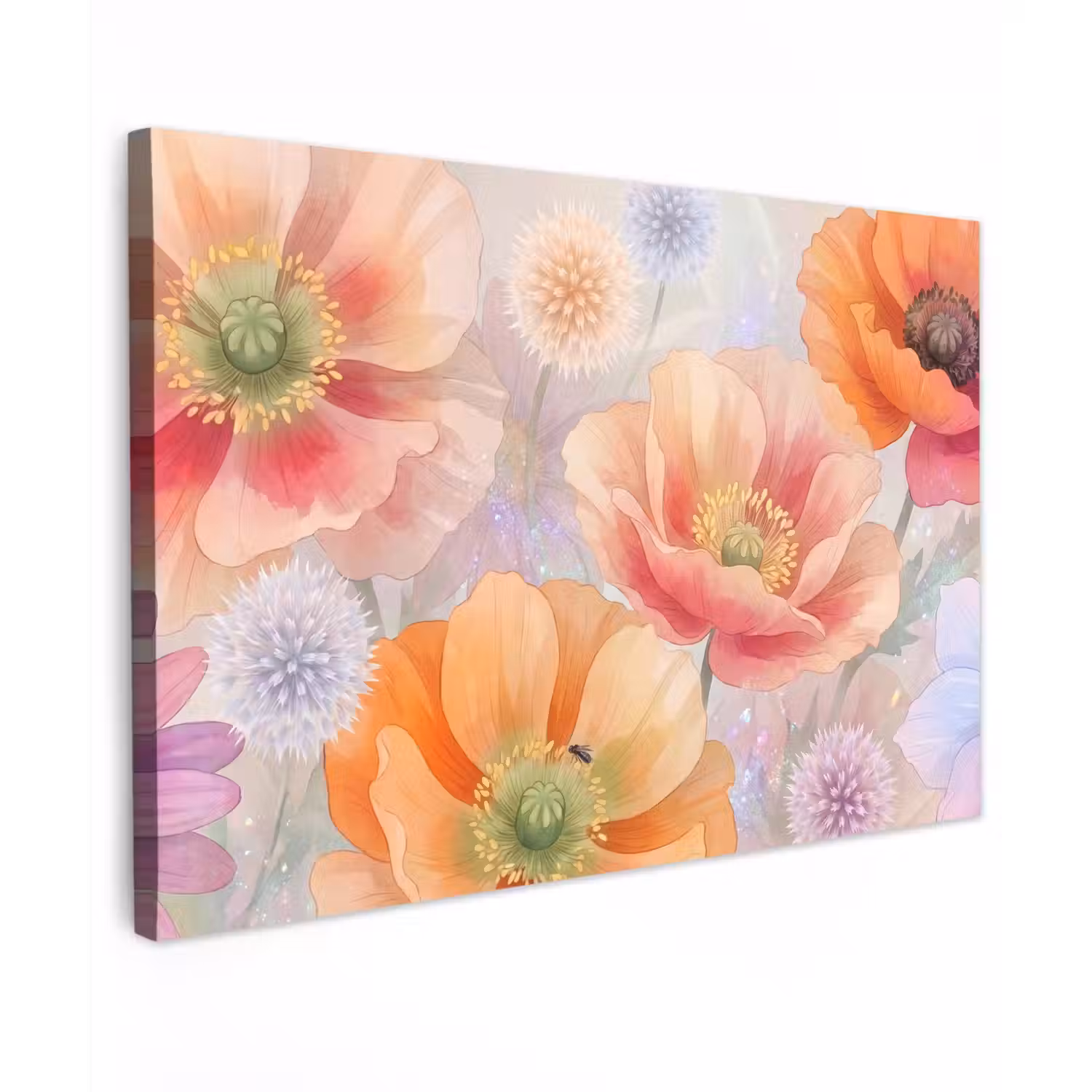 Bloemen - Aquarel - Natuur - Modern - Kleurrijk canvas 2cm klein -z3d