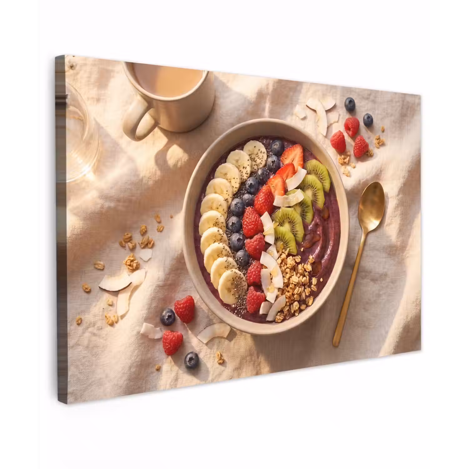 Eten - Ontbijtkom - Fruit - Gezond - Kleurrijk canvas 2cm klein -z3d