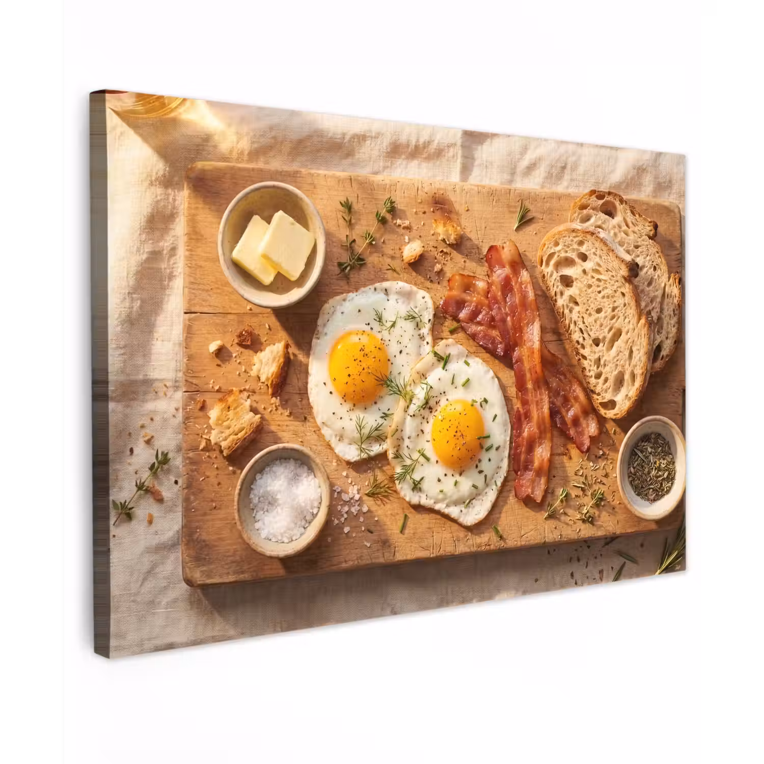 Eten - Ontbijt - Hout - Rustiek - Geel canvas 2cm klein -z3d