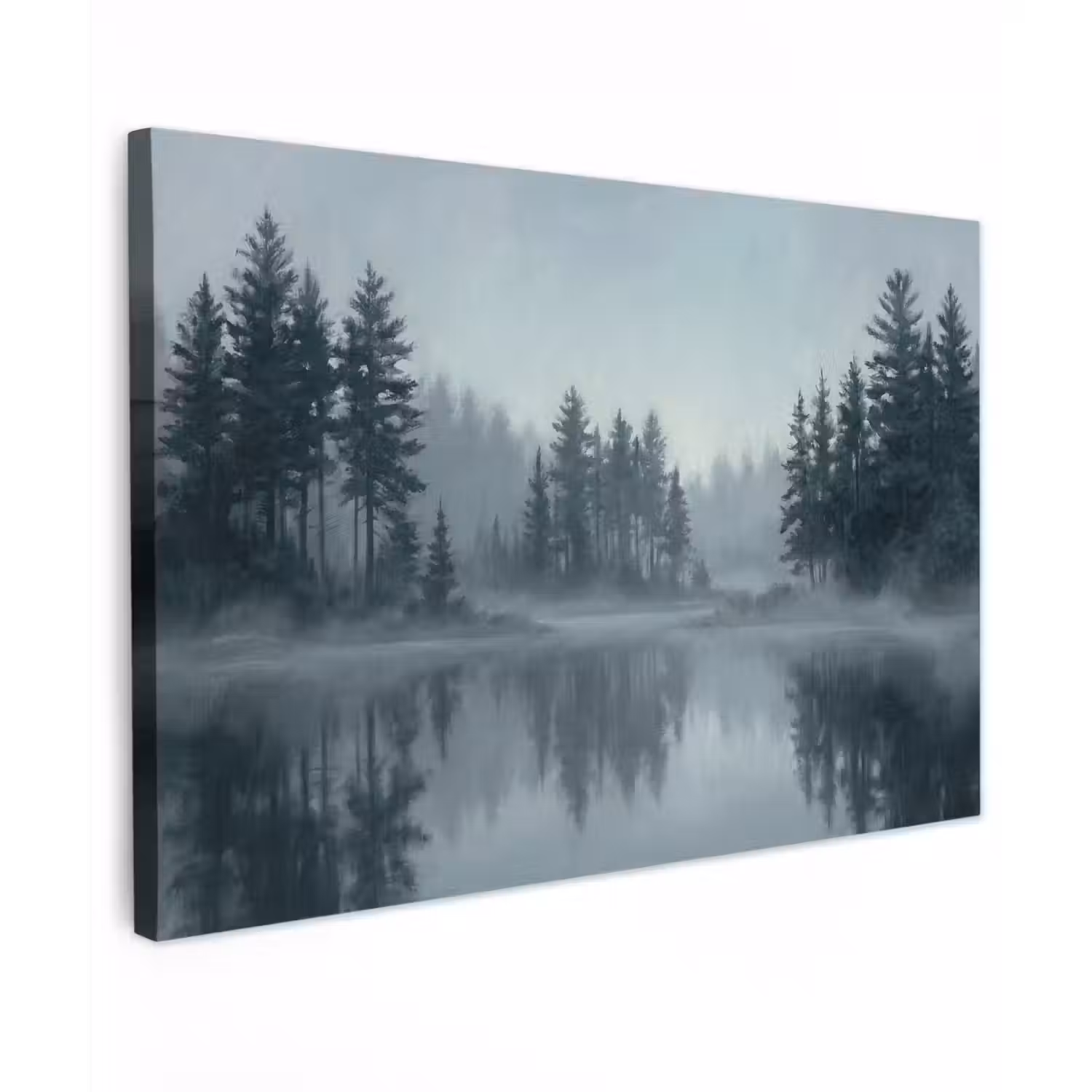 Bos - Meer - Mist - Natuur - Grijs canvas 2cm klein -z3d