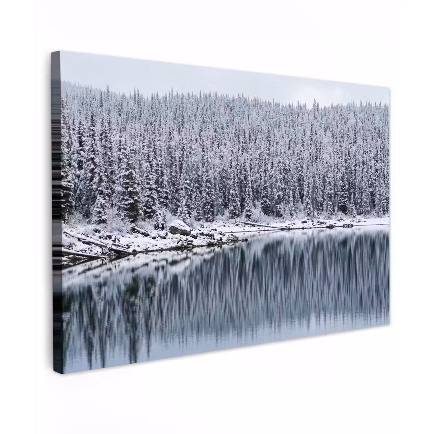 Bos - Reflectie - Meer - Winter - Serene canvas 2cm klein -z3d