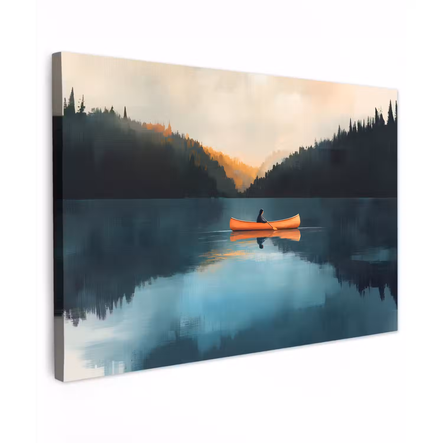 Bossen - Meer - Kano - Oranje canvas 2cm klein -z3d