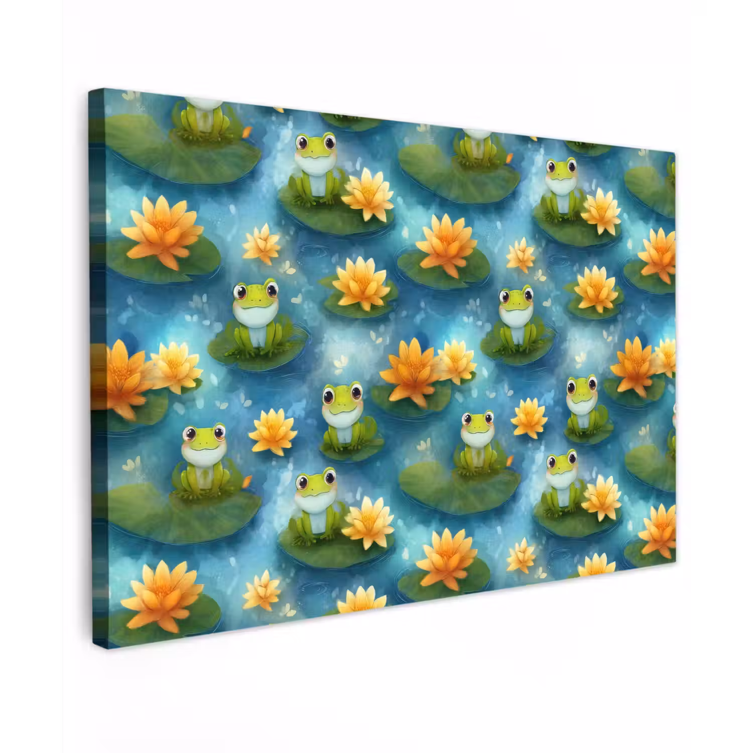 Kikker - Lelies - Groen canvas 2cm klein 34 -z3d