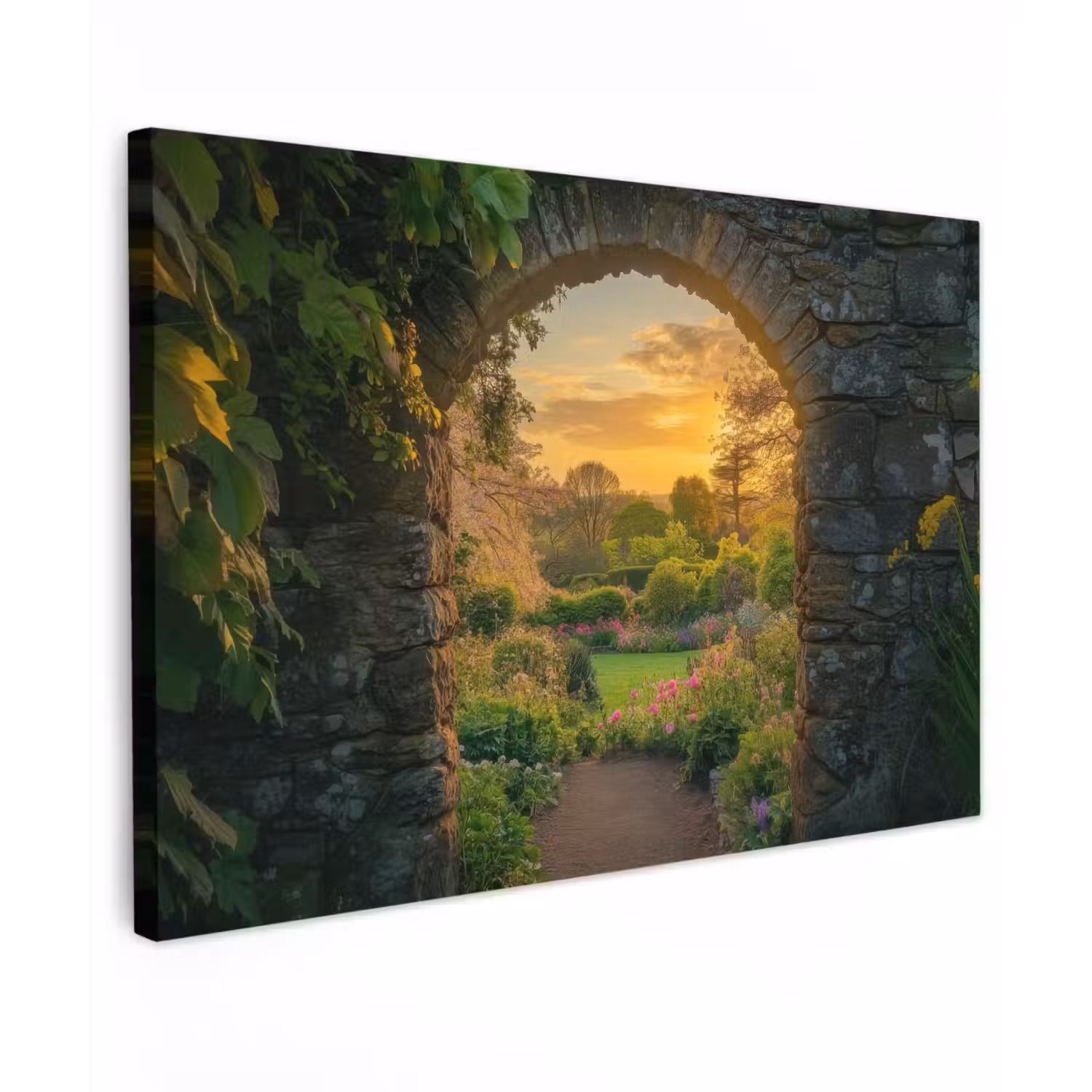 Poort - Planten - Zonsondergang canvas 2cm klein -z3d