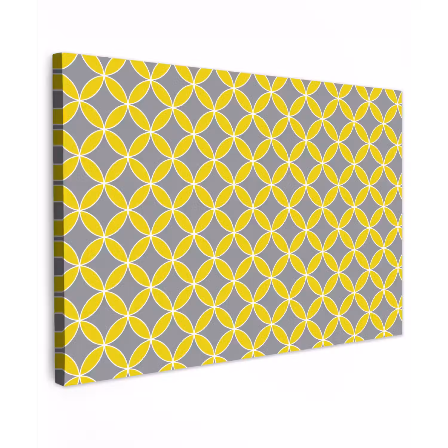 Geometrisch - Cirkels - Modern - Grijs - Geel canvas 2cm klein 34 -z3d