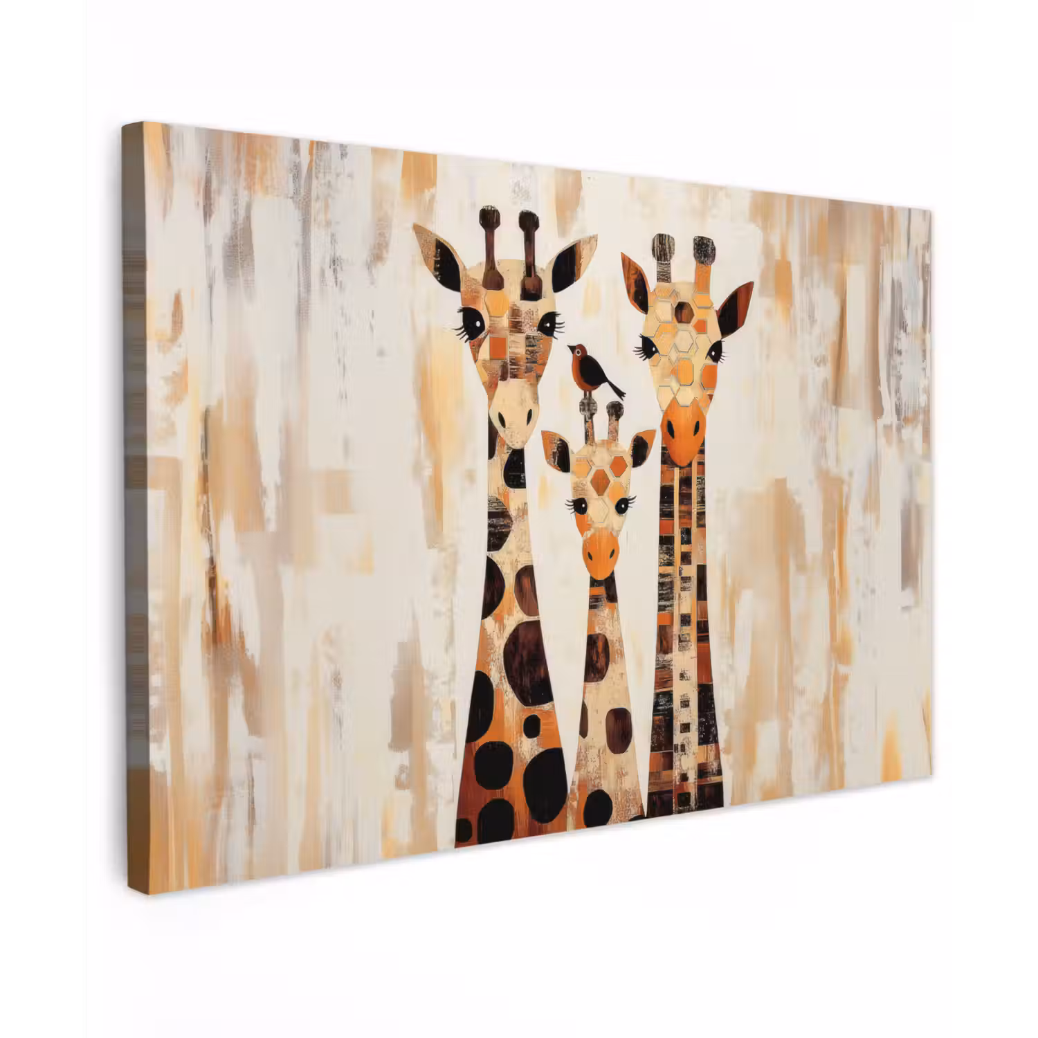 Giraffen - Cartoon - Crème canvas 2cm klein -z3d