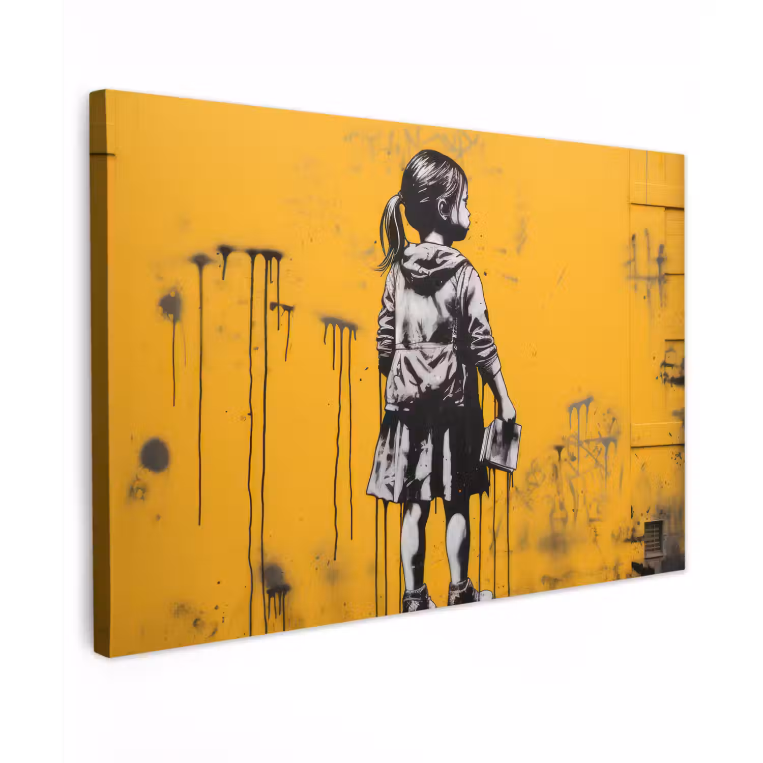 Meisje - Boek - Gele Muur - Graffiti canvas 2cm klein -z3d