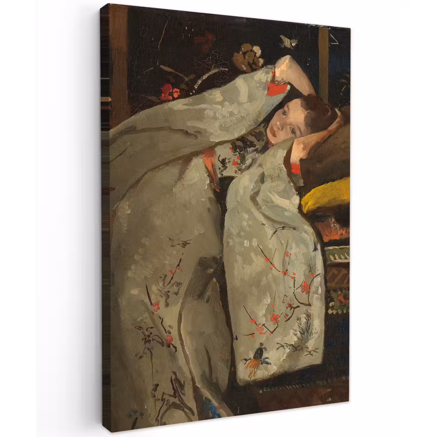 Meisje in witte kimono - Schilderij van George Hendrik Breitner canvas 2cm klein -z3d