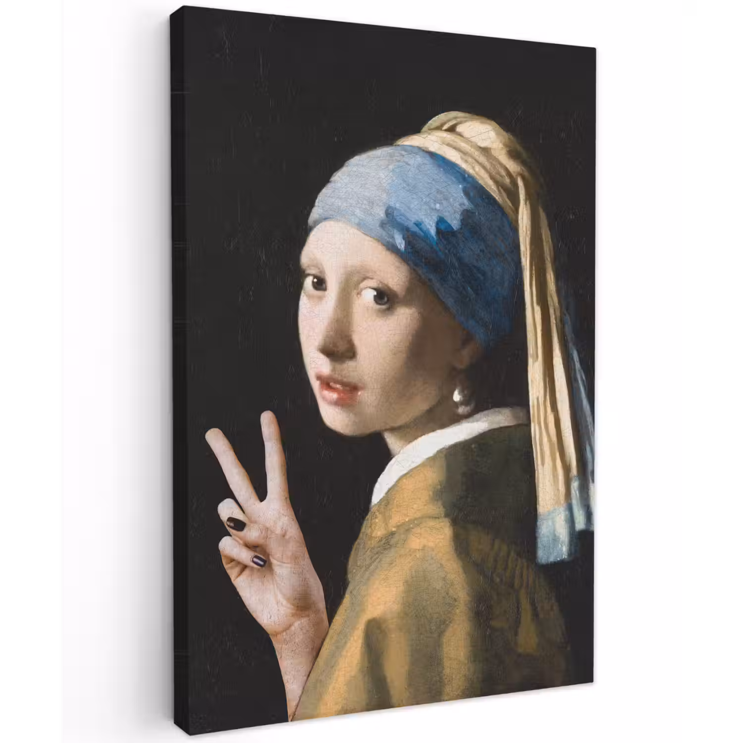 Meisje met de parel - Johannes Vermeer - Peace canvas 2cm klein -z3d