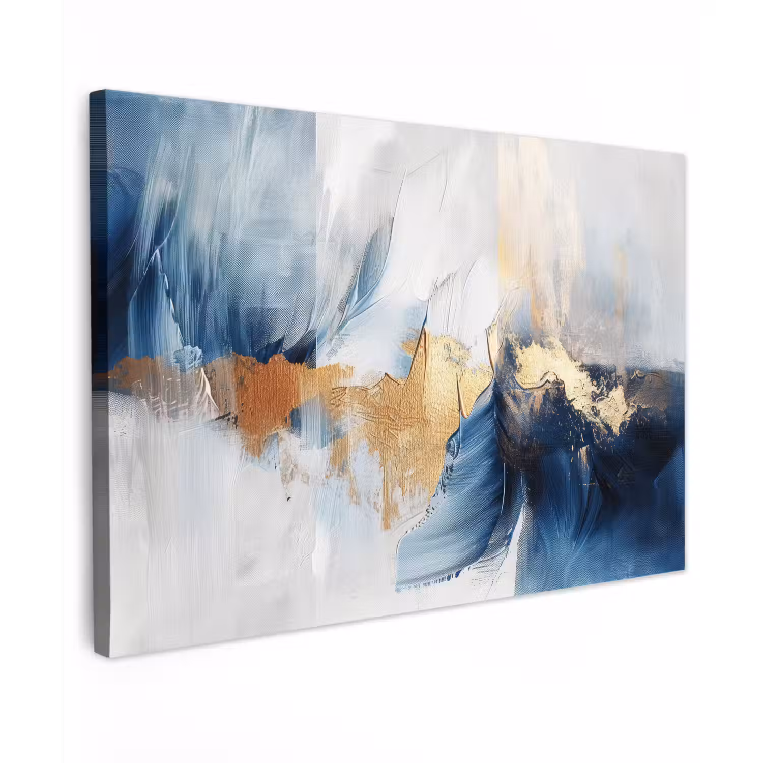 Goud - Blauw - Watercolor - Kunst - Modern canvas 2cm klein -z3d